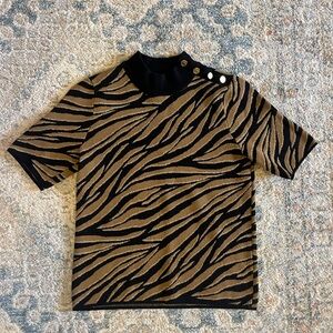 Michael Kors Black and Tan Tiger Print Kids Tee